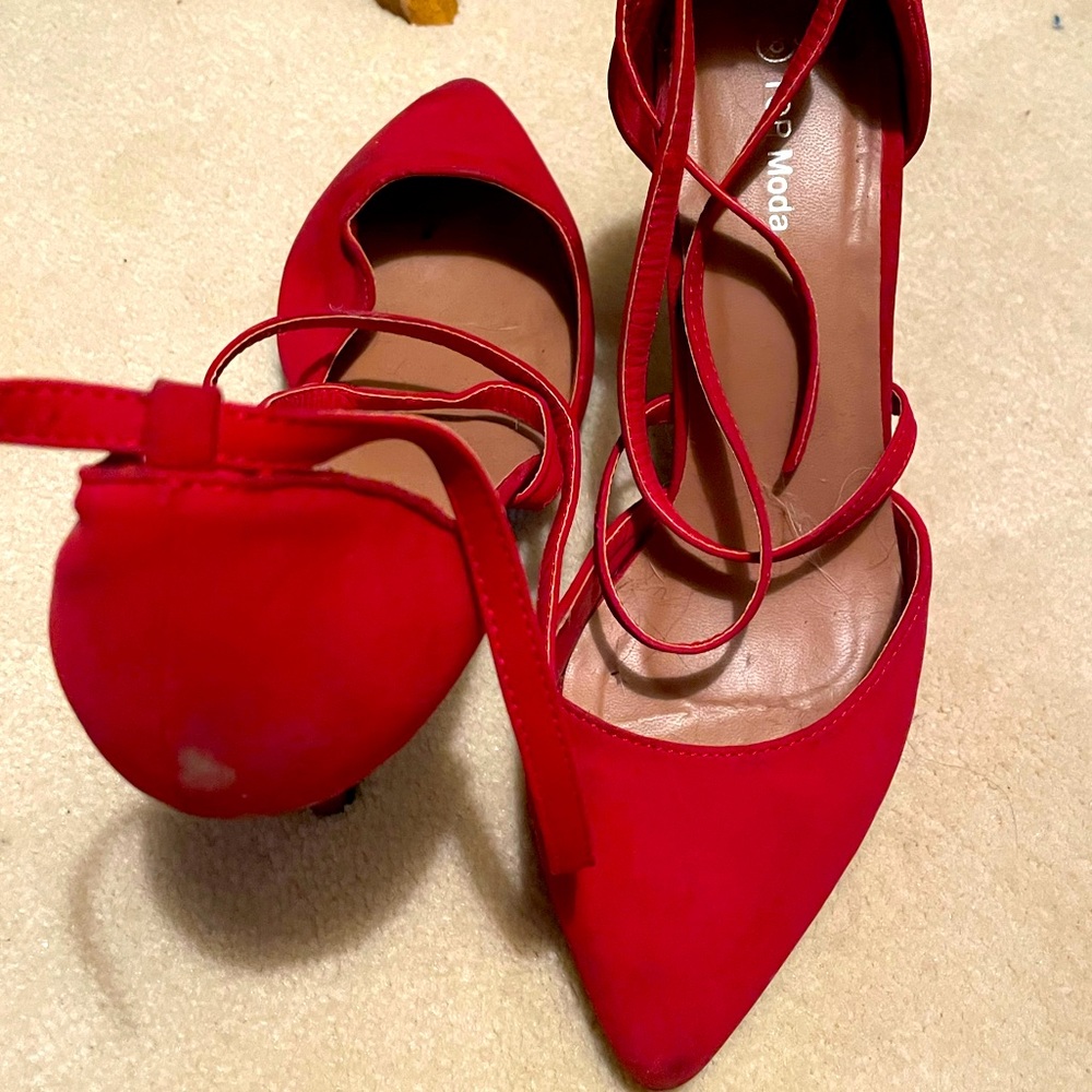 Red strappy heels perfect for prom